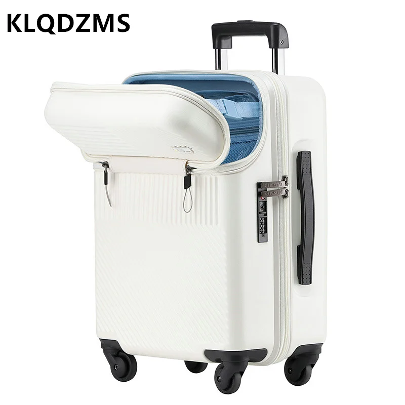 KLQDZMS High Quality Front Opening Boarding Luggage Female Small 20 Inch Net Red INS Trolley Case 24 Inch Suitcase Male USB