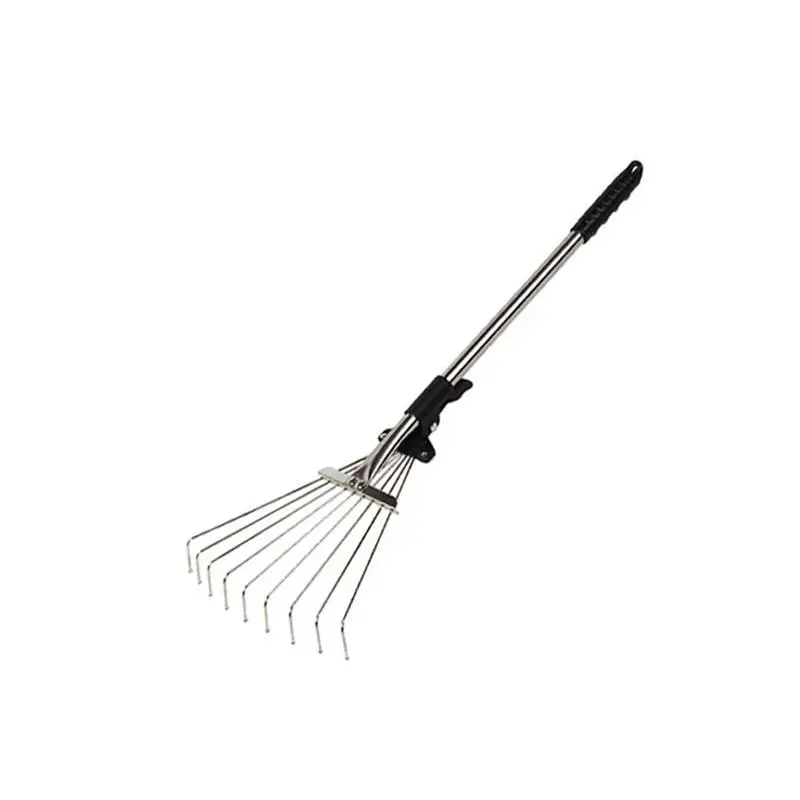 

Steel Wire Leaf Rack Telescopic Handle Design Tool Rake Garden Grass Turf Leaves Cleaning Up Garden Lawn Backyard Supplies