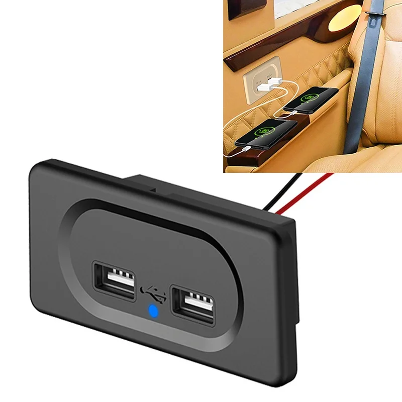 

Car Charger DIY Short Cable RV Bus Modified Auto Interior Charger Dual USB Charger 4.8A /3.1A (Radom color delivery)