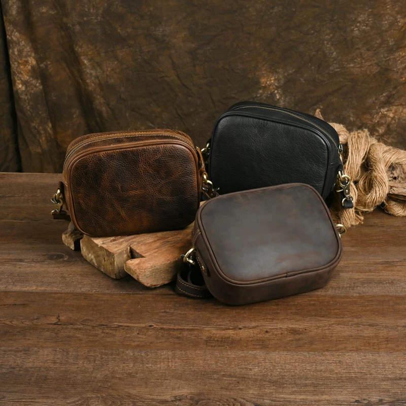 High Quality Original Leather Design Male Shoulder Messenger bag Cowhide Fashion Cross-body Bag 9