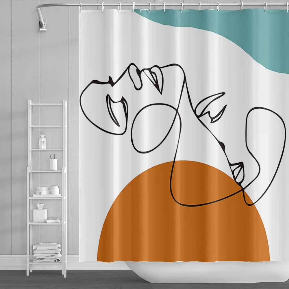 Скандинавская занавеска для душа с абстрактным изображением ветра