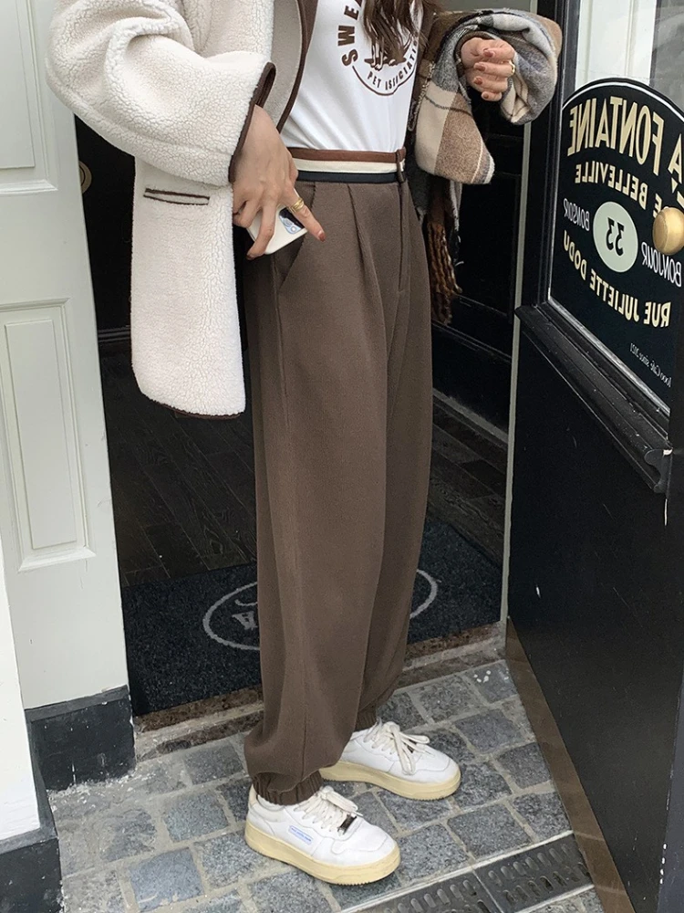 

SVOKOR Sports Casual Pants Women's High Waist Loose Pants Slim Leggings Harun Pants Solid Color Elastic Contrast Sports Pants