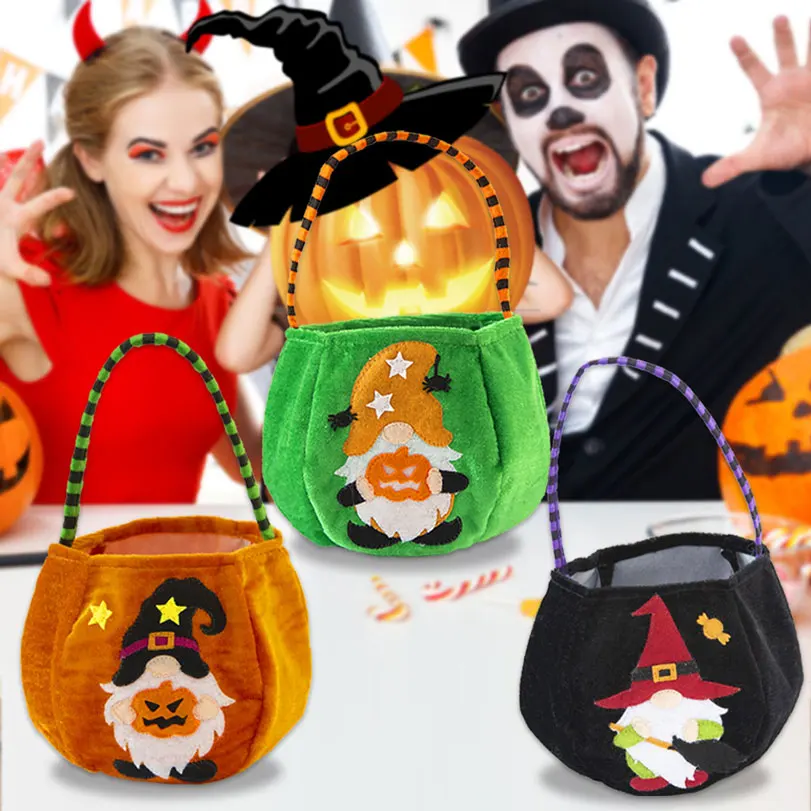 

10Packs Halloween Pumpkin Candy Bags Non-woven Pumpkin Buckets Portable Props for Kids Costume Party Favors Supplies