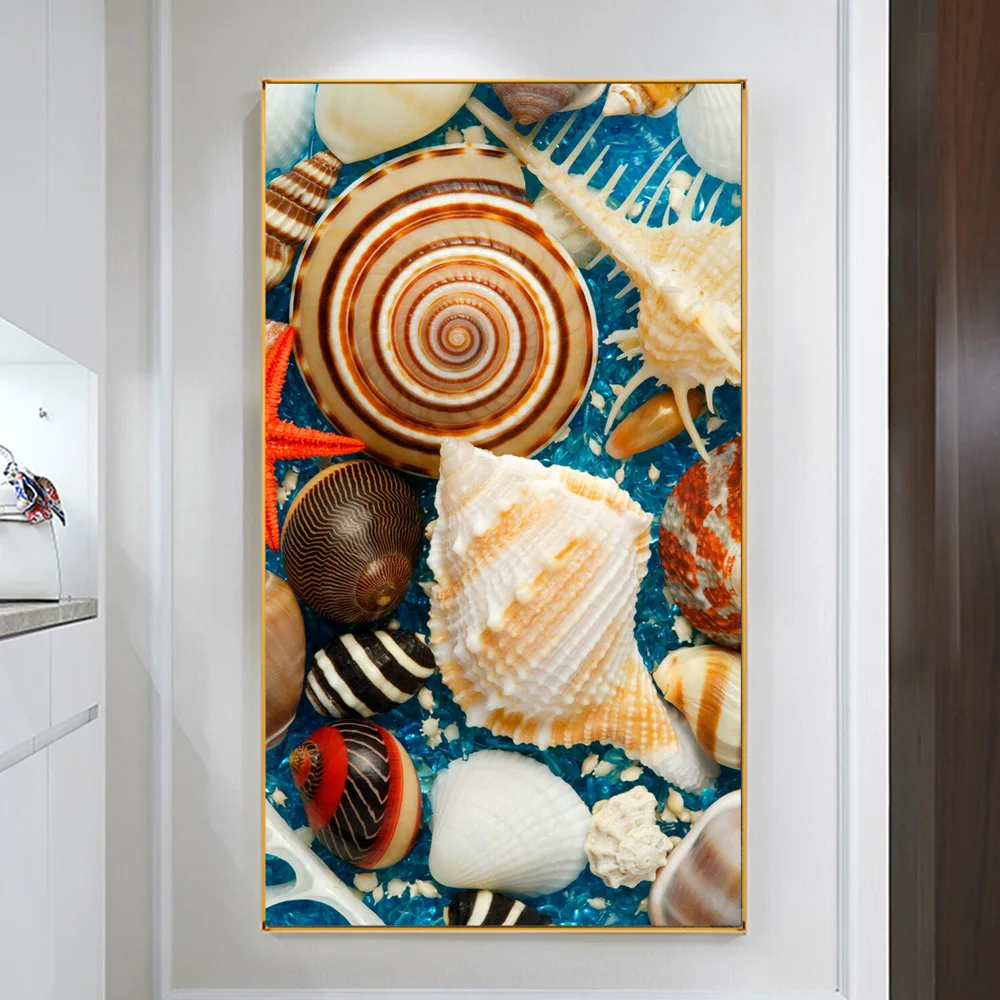 

5d Diamond Painting Submarine Shell Conch Full of Diamond Seaside Scenery Living Room Decoration Painting Custom Mosaic DIY