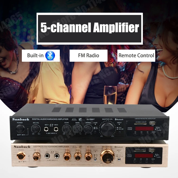 Усилитель звука с динамическим экраном 110/220 В 555BT 298BT Hi-Fi стерео цифровой Bluetooth