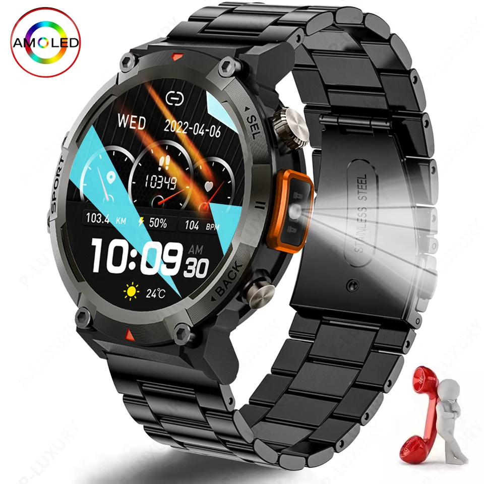 

2023 New Outdoor Smart Watch Men With Flashlight Sports Fitness Bracelet Blood Pressure Waterproof Smartwatches for Android IOS