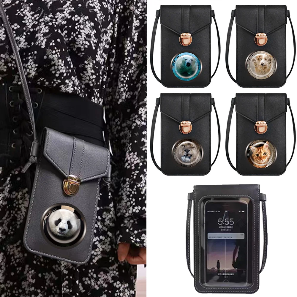 

Waterproof Universal Mobile Phone Bag for Samsung/iPhone/Huawei Case Wallet Women PU Shoulder Bag Window Pattern Phone Pouch