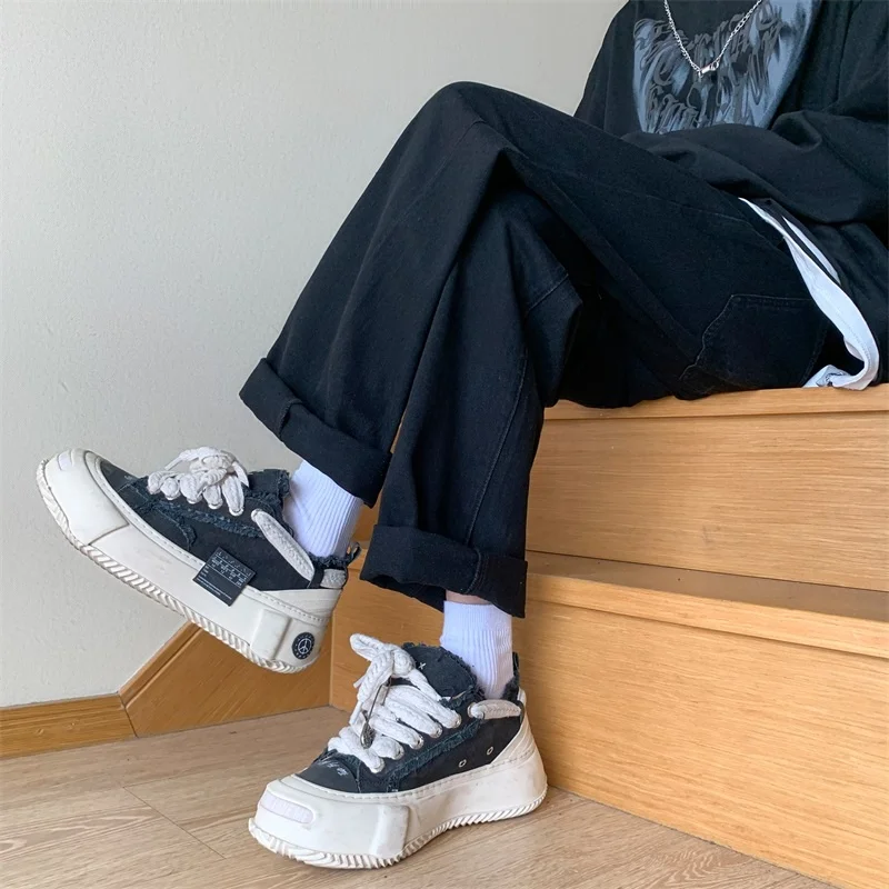 Summer 5-color Jeans Men Fashion Drawstring Casual Straight Jeans Men Streetwear Hip-hop Loose Denim Pants Mens Trousers M-3XL