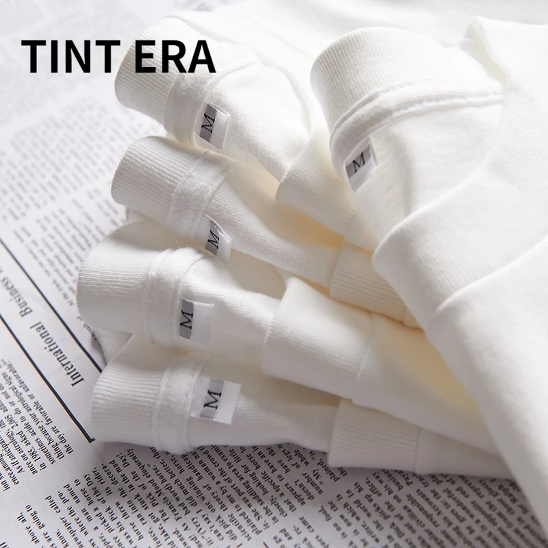 

TINT ERA Cotton T-shirt 230g Japanese Summer Short-sleeved All-match With Basic Ins Top Women Couples Matching Goth Y2k