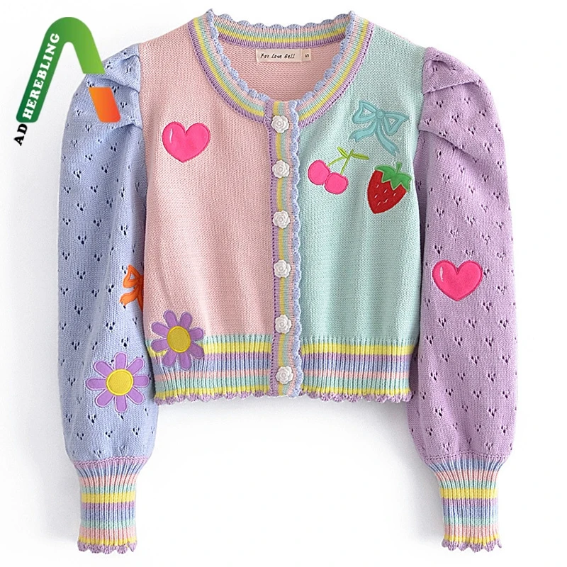 Женский Укороченный кардиган Adherebling трикотажный свитер составного кроя с