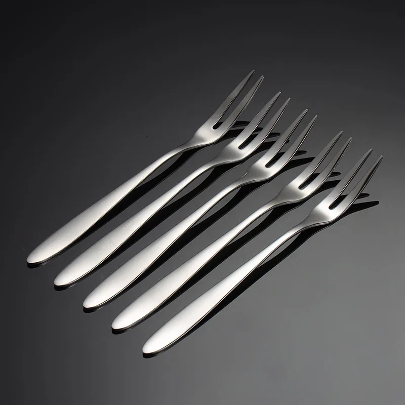 

10pcs Stainless Steel Fruit Fork Two-tine Snack Cake Dessert Forks Tableware Restaurant Cafeteria Home Party Kitchen Fruit Fork