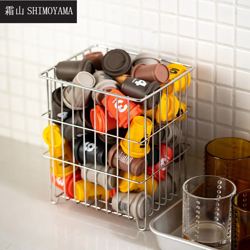 

SHIMOYAMA Stainless Steel Basket Metal Wire Snack Storage Rack Bathroom Shower Shampoo Shelf Kitchen Desktop Sundries Organizer