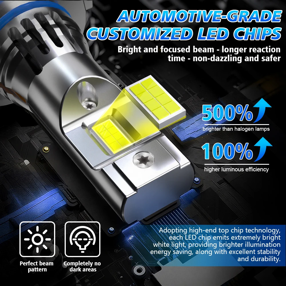 Фото 2 шт. светодиодные фонари 30000Lm CSP, лампа 6000K, лампа Plug & Play, высокое качество для Peugeot 208 2012 2013 2014 2015 2016 2017 №2