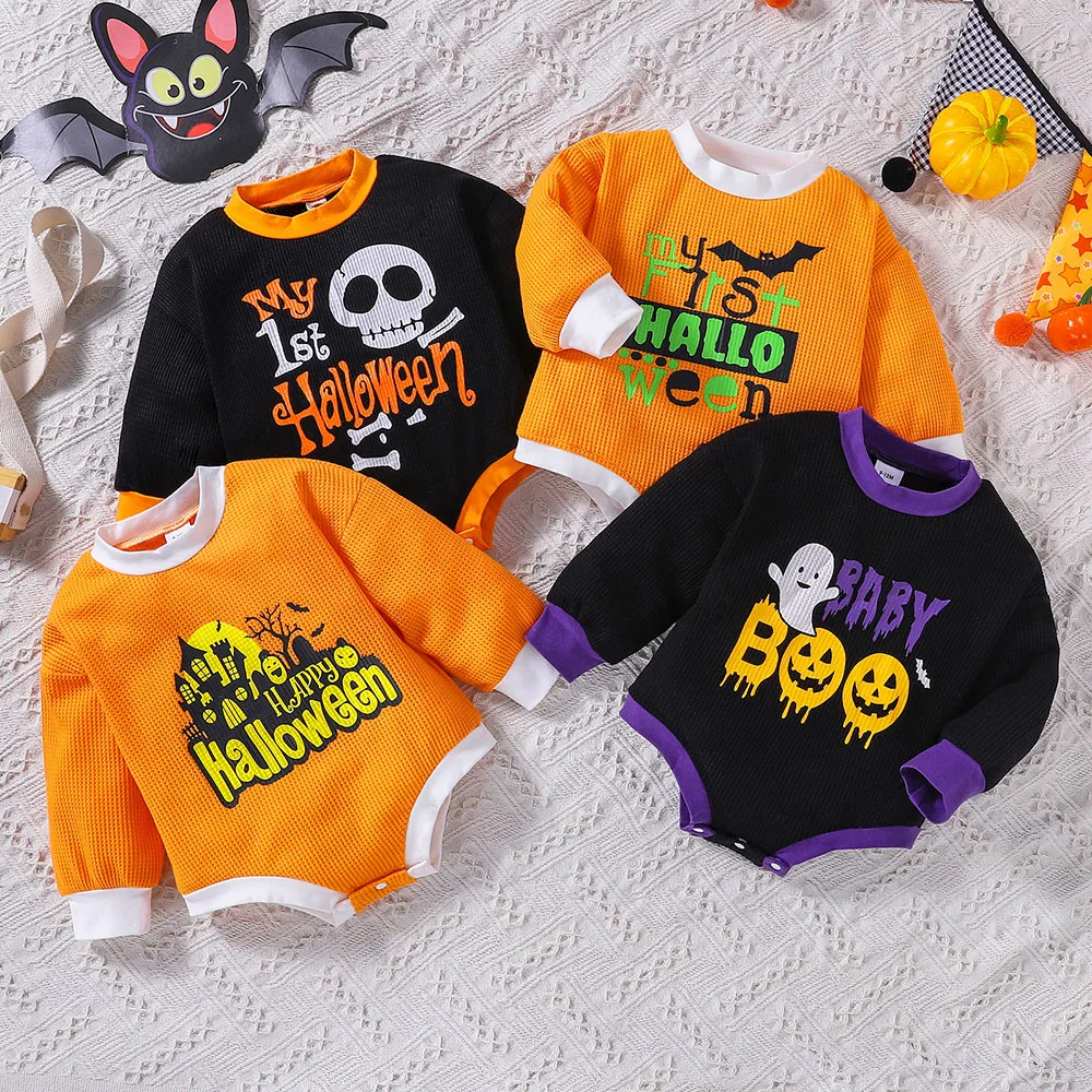 2022 New Halloween Baby Bodysuits, Halloween Theme, Long Sleeved Briefs Jumpsuit, Suitable for Babies Aged 0-18 Months