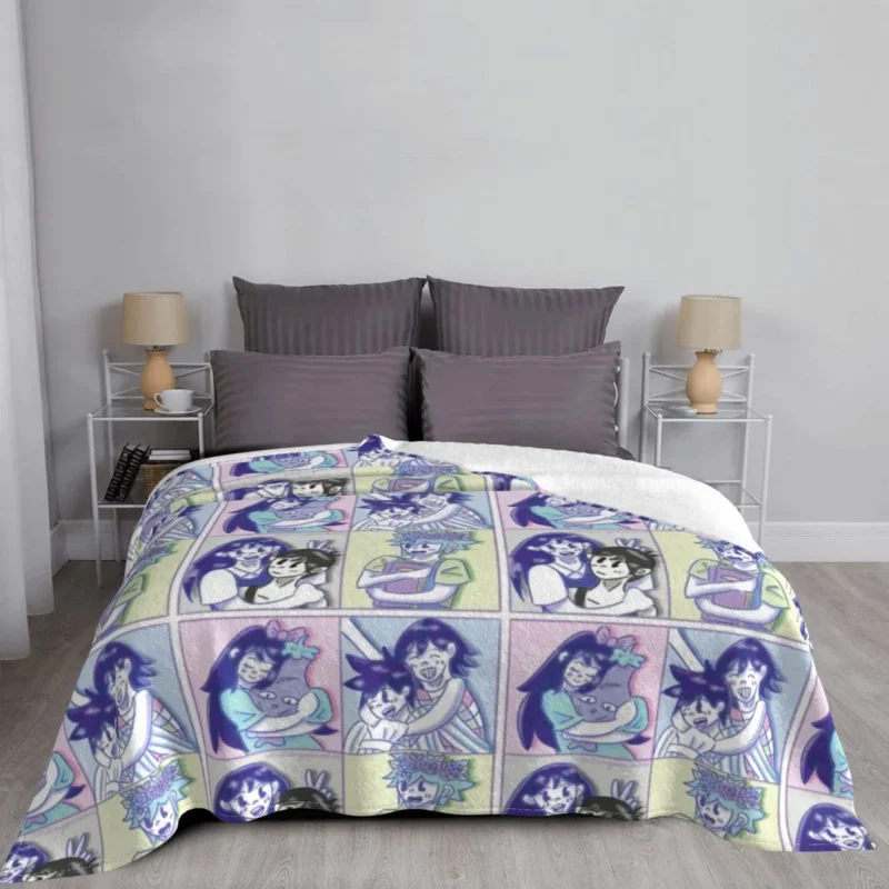 

Omori Blanket Flannel Textile Decor Cartoon Horror Game Multifunction Soft Throw Blankets for Bedding Travel Plush Thin Quilt
