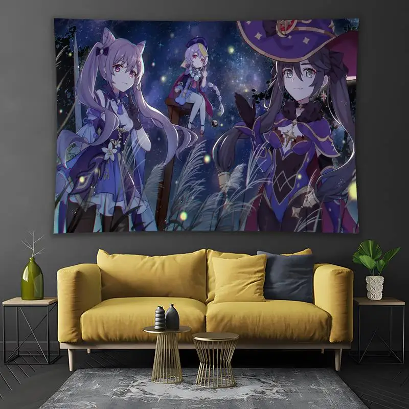 

Genshin Impact Mona Tapestry Mandala Wall Hanging Hippie Wall Rugs Dorm Decor Blanket Bedroom Bohemian Yoga Mattress