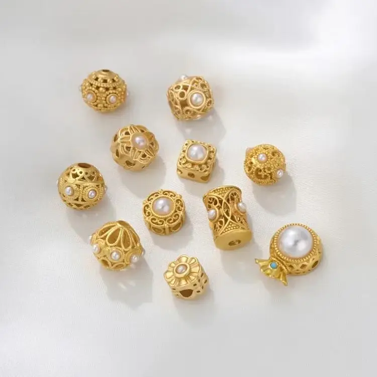 Древний метод матового золота инкрустированный жемчужным кружевом выдолбленный