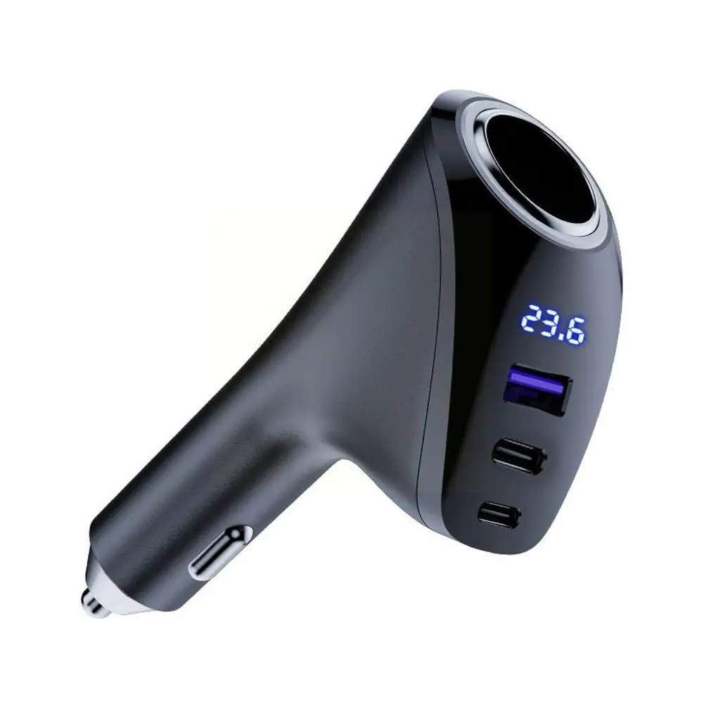 

100W Car Charger PD3.0 Type C 4 Ports Fast Charging Cigarette Lighter Port Voltage Display For IPhone Huawei Samsung W5L7
