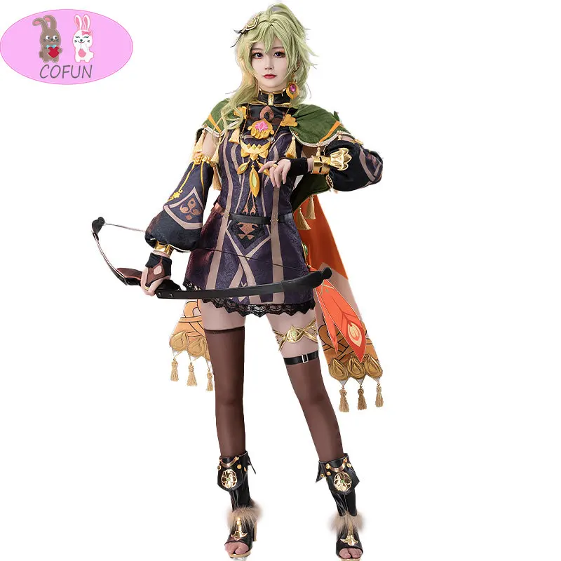 

Косплей-костюм COFUN Game Genshin Impact Collei, костюм для Хэллоуина, вечеринки, ролевых игр, женское милое платье, парик