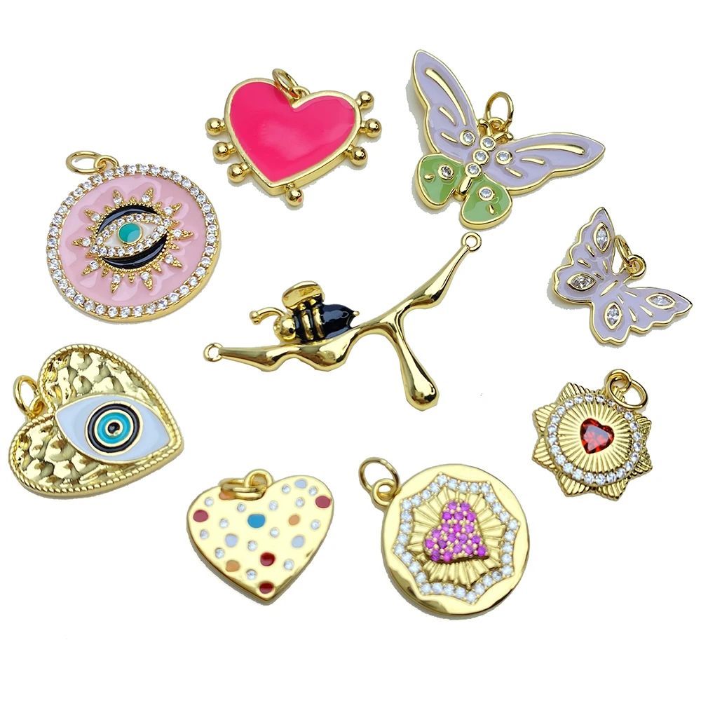 Эмалевые подвески в виде бабочки сердца сглаза голубой глаз пчела подвеска