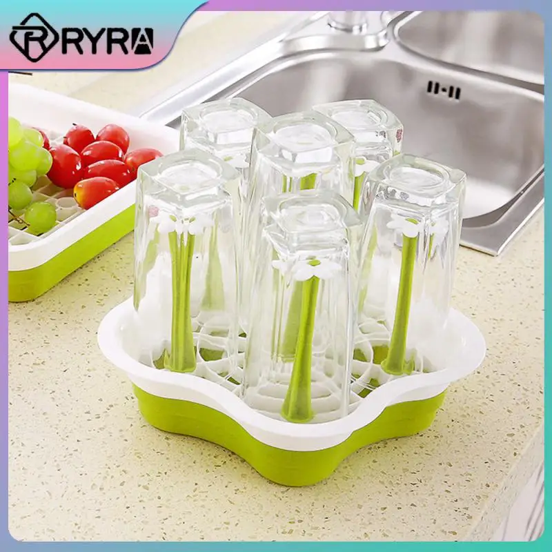 

Simple Installation Dust Proof Glass Cup Drain Utility Storage Tray Equipped With Anti Slip Base Cup Drying Rack Removable