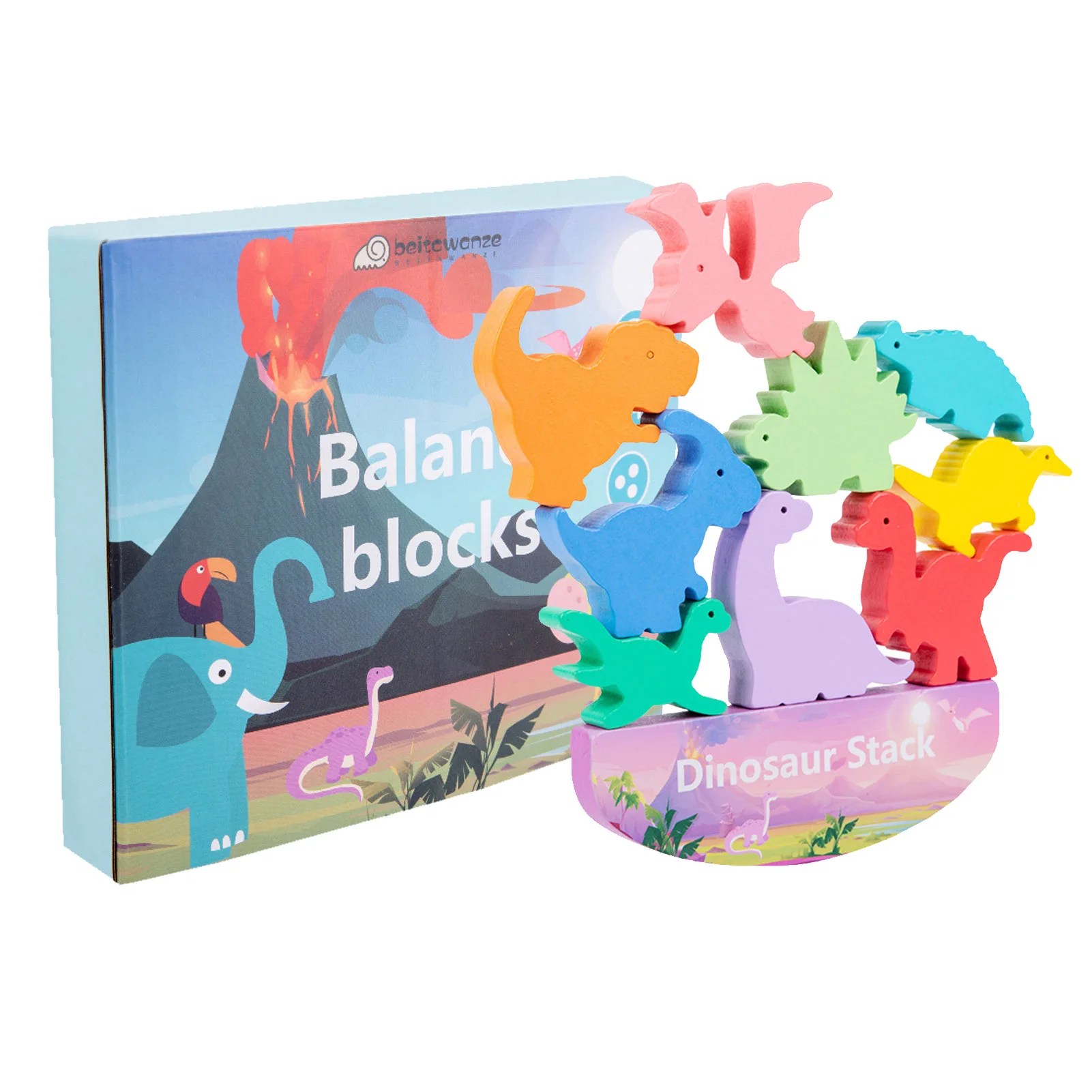 

Dinosaur Stacking Toy For Kids Montessori Building Blocks STEM Stacking Toys Dinosaur Balance Toys Wooden Blocks Stacking Toy
