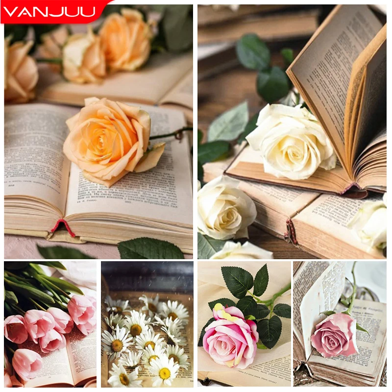 

Flower Book 5D Diamond Painting Full Drill Diamond Mosaic Flower Diamond Embroidery Kits DIY Home Decor Rhinestones Painting