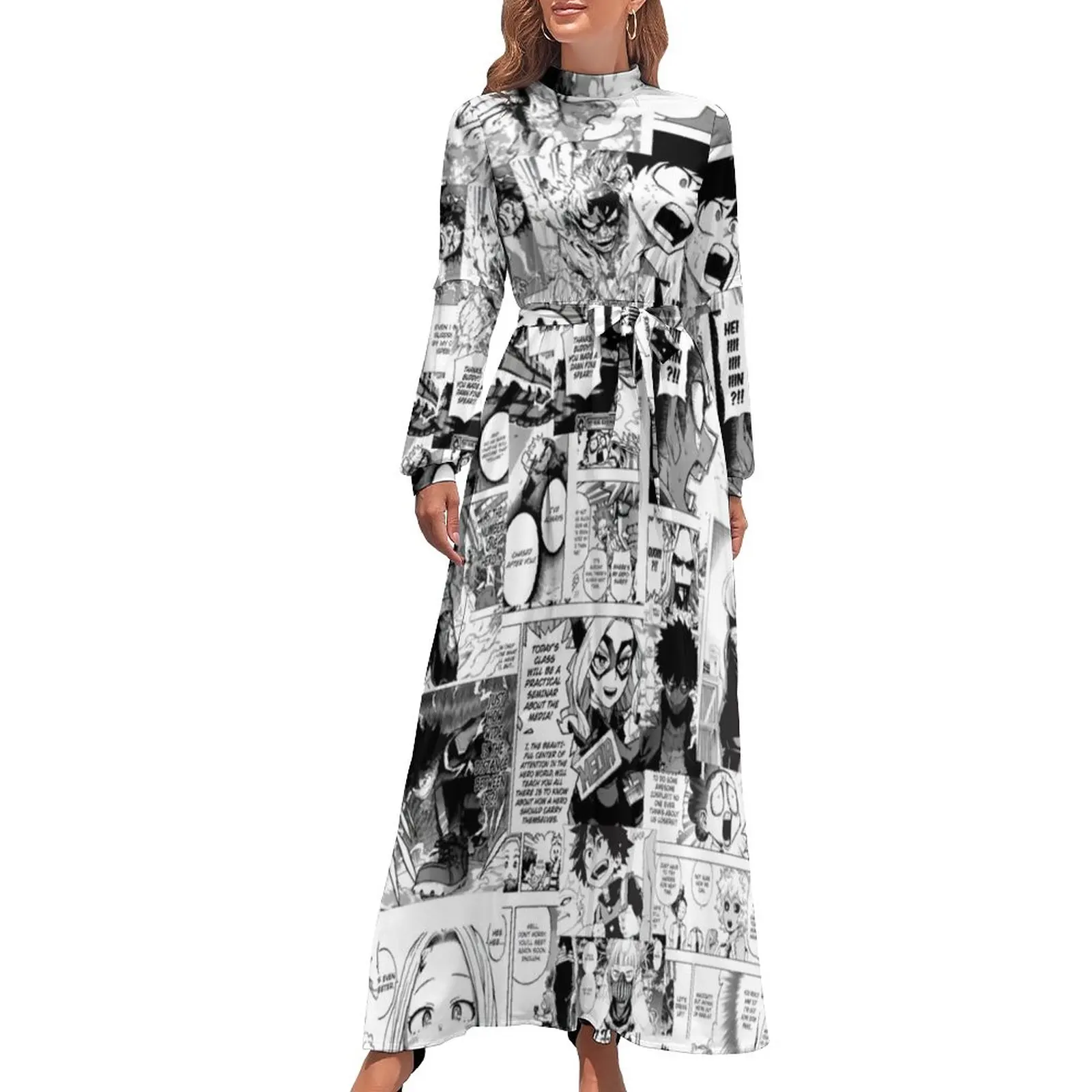 

Japanese Anime Dress My Hero Academia Sexy Maxi Dress Street Style Bohemia Long Dresses High Waist Pattern Vestidos