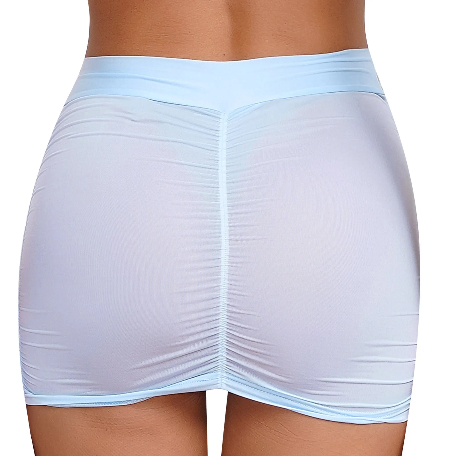 Женская мини-юбка полупрозрачная юбка с оборками эластичные ленты обтягивающая