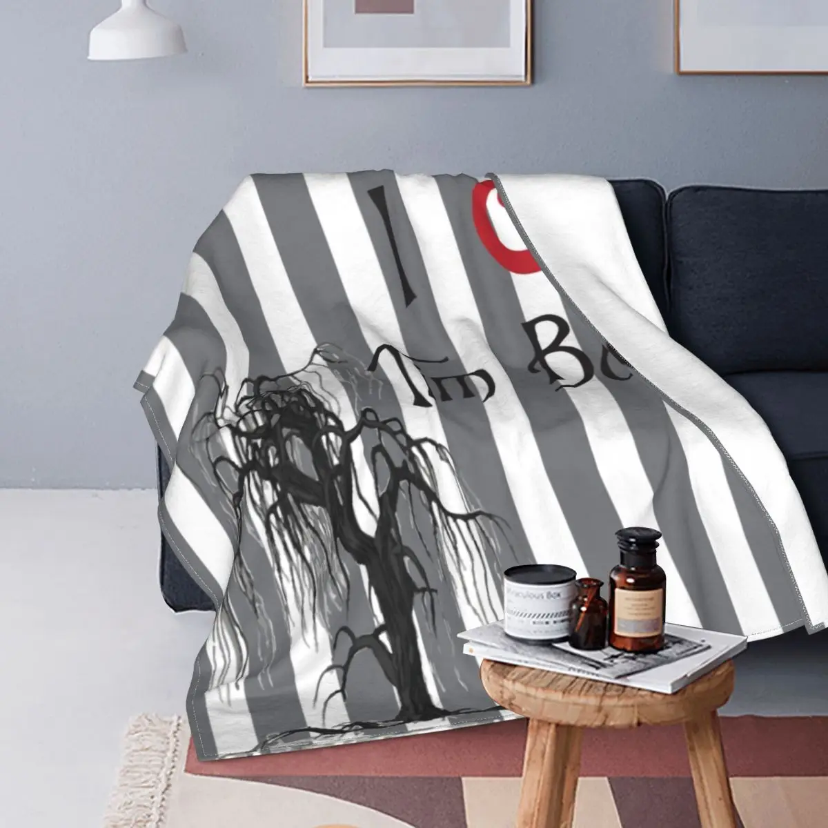 

Throw Blankets for Office Bedroom Couch Quilt Horror Movie Tim Burton Beetlejuice Blanket Soft Flannel Fleece Warm Fantasy