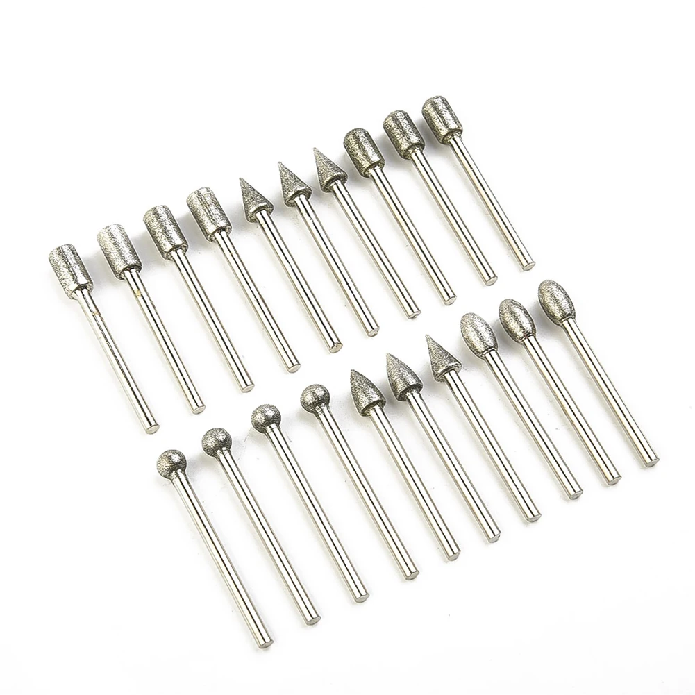

20 Pcs Grinding Bit Diamond Burring Drill Bits 3mm Shank 6mm Head 120 Grit For Electrical Grinder Rotary Tools Accessories
