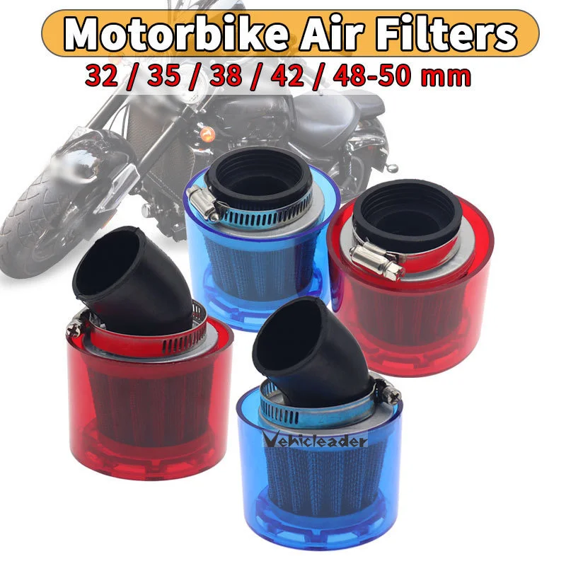 32/35/38/42/48-50mm Bend Elbow / Stright Motorcycle Motorbike Air Filter Cleaner Fits 50cc-250cc ATV Pit Dirt Bike Splash Proof