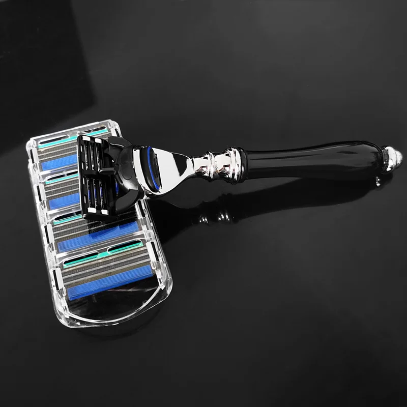 Ручная бритва с черной прочной ручкой для мужчин инструмент бритья в подарок