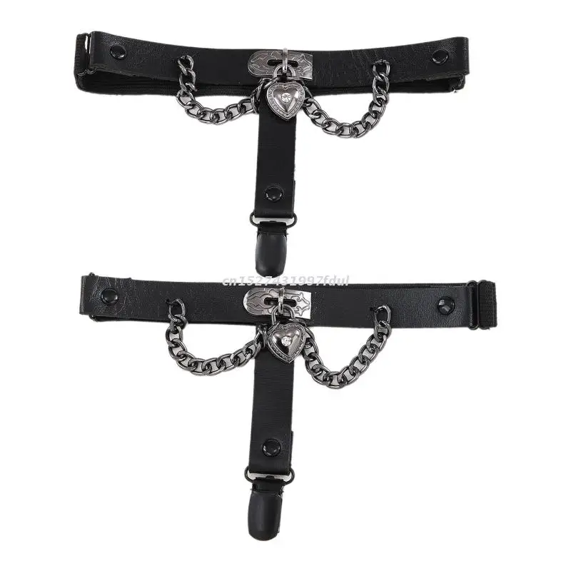 

Fashion PU Leather with Dangle Heart Shape Decor Leg Clips Women Thigh Clips