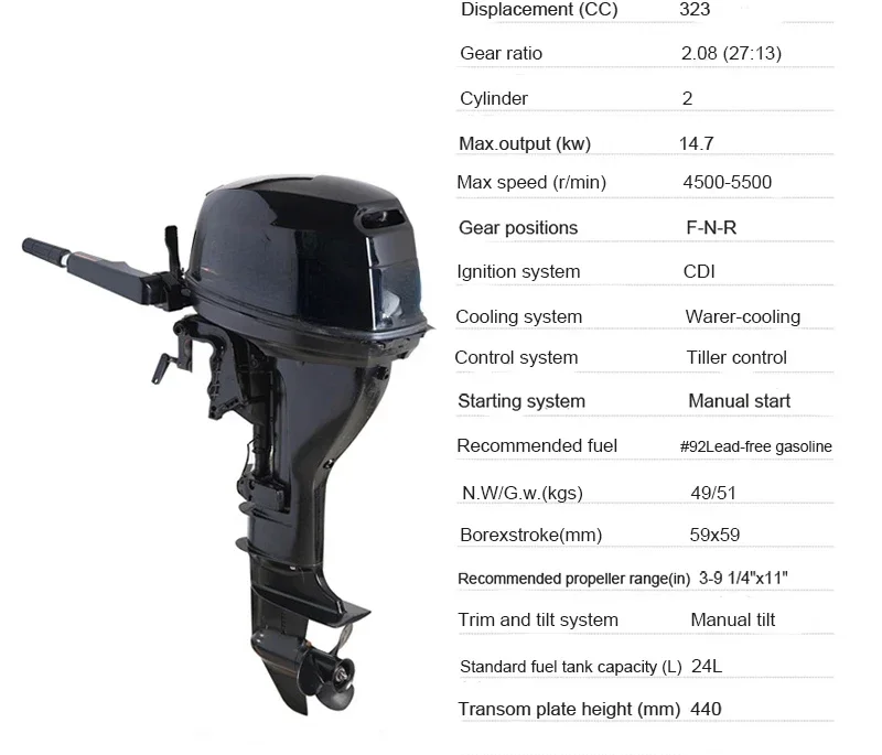 Горячая Распродажа Bateau Hors-bord électrique sans balais moteur de pêche à la traîne quatre temps 20 CV 14700W nouveau