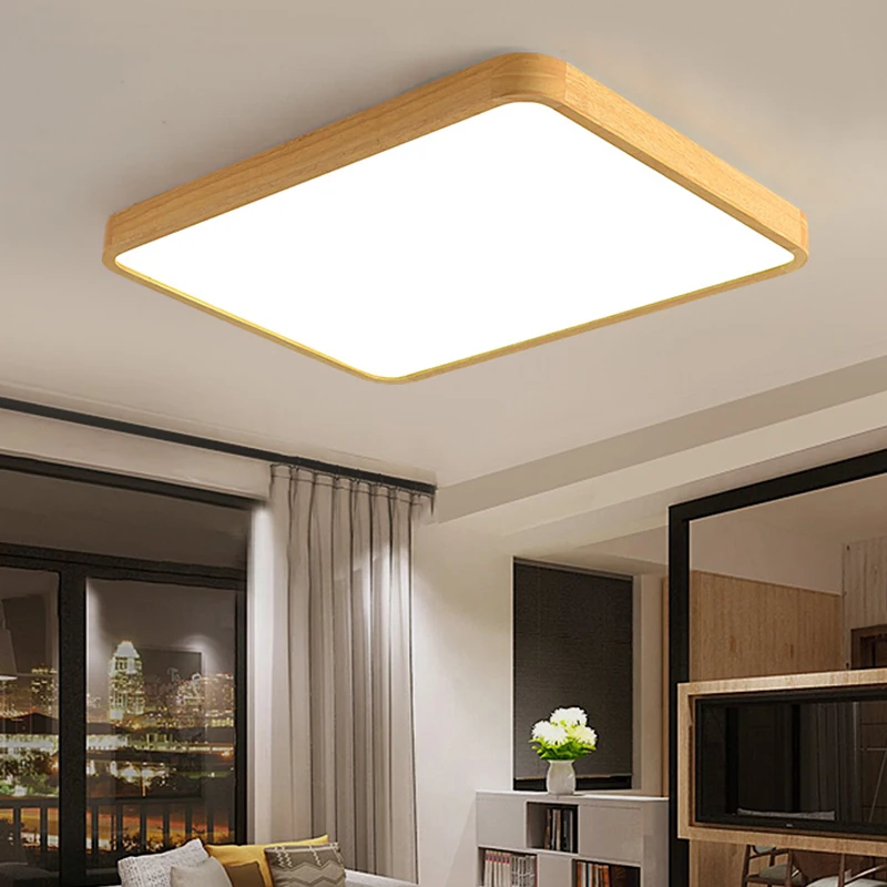 

Modern LED Wood Ceiling Light Living Dining Room Bedroom Ceiling Lamp Circular Square Lighting Fixture Home Lighting Decoration