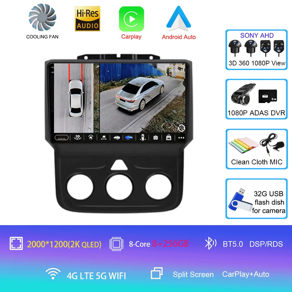 

Android15 для Dodge Ram 1500 2500 3500 2013-2018 Автомобильный радиоприемник Авто BT Стерео Мультимедийный видеомонитор GPS-навигация DSP