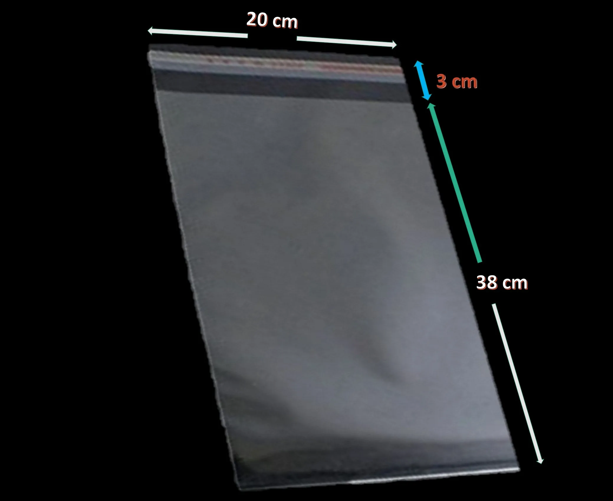 Прозрачный пластик 20x38 + 3 см 100 шт.