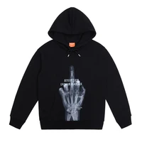 streetwear men fleece bone graphic hoodies black cotton hooded sweatshirt