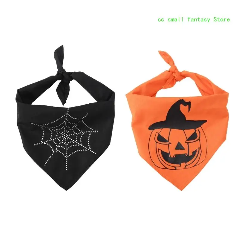 

R3MA Dogs Halloween Scarf Pet Cosplay Neck Scarf Print Collar Holiday Party Accessory