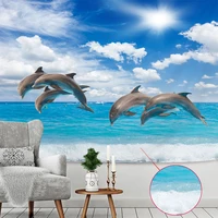 beautiful sea dolphin wall tapestry hanging ocean great wave tapestry backdrop yoga mat picnic blanket beach towel table cloth