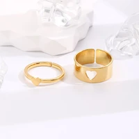 new cutout heart butterfly pair rings creative hollow inner personality punk couple ring set