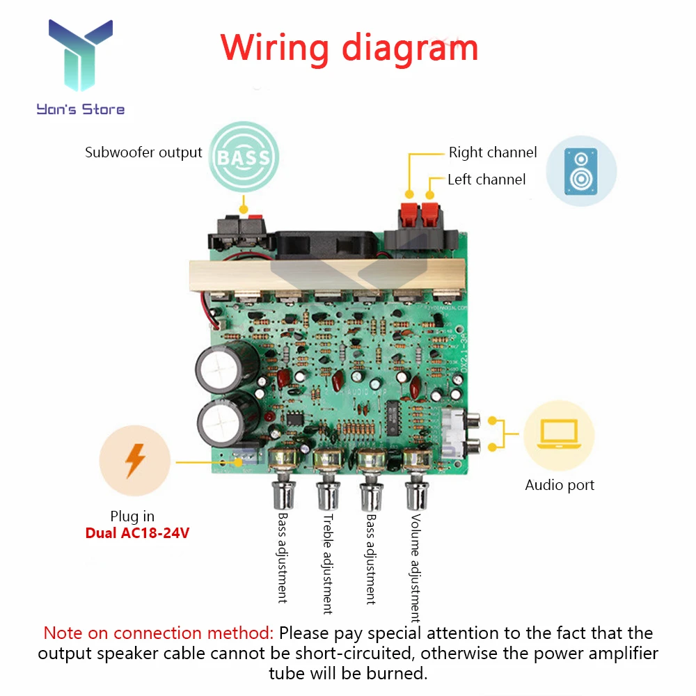 Плата усилителя мощности 2 1 канала 240 Вт с сабвуфером динамиком двумя AC18-24V для