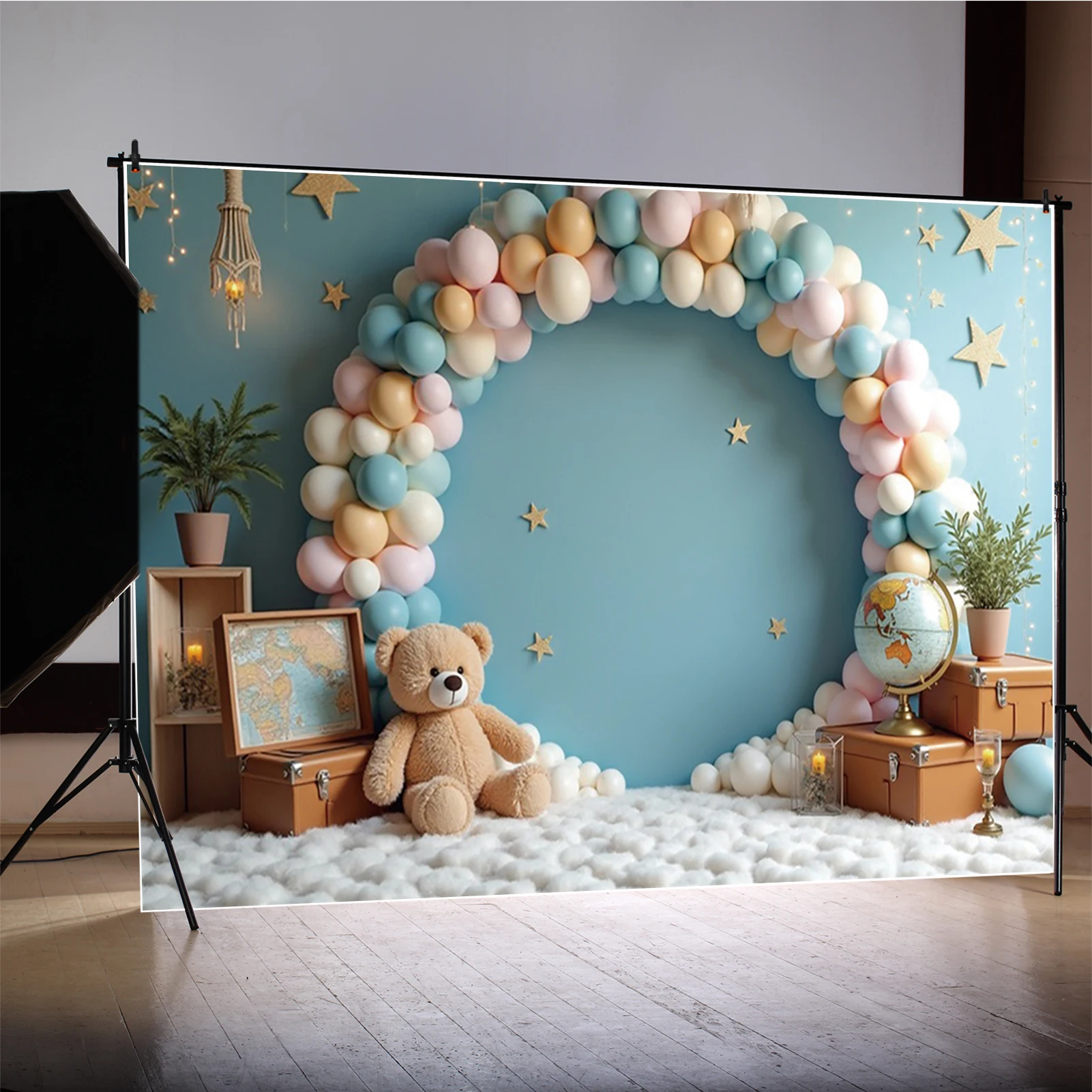 Фон для фотосъемки MOON.QG Baby Shark с изображением плюшевых мишек