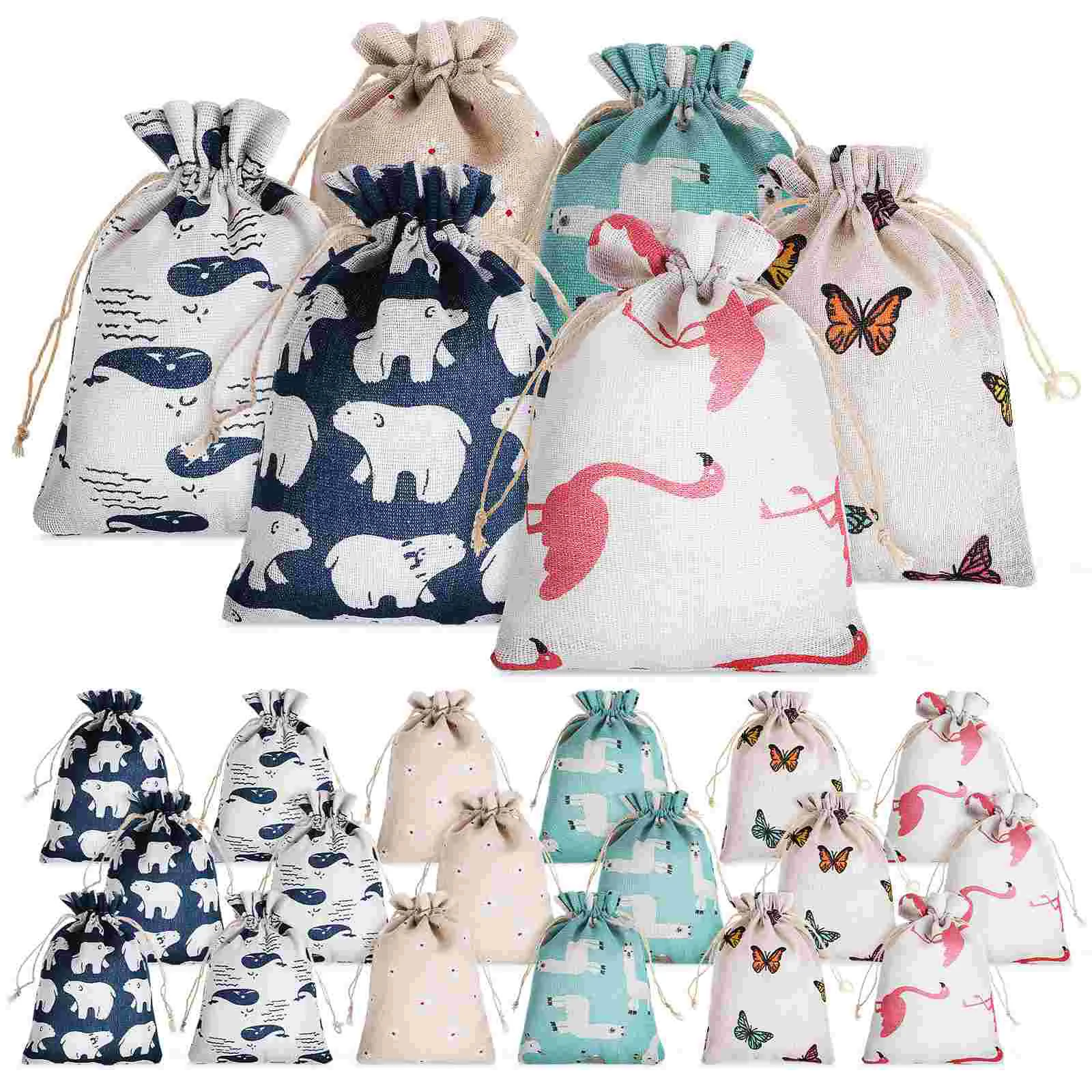 

24 Pcs Drawstring Bag Gift Pouches Bags Small Size Burlap Fabric Jute Jewelry Baby Makeup Organizer
