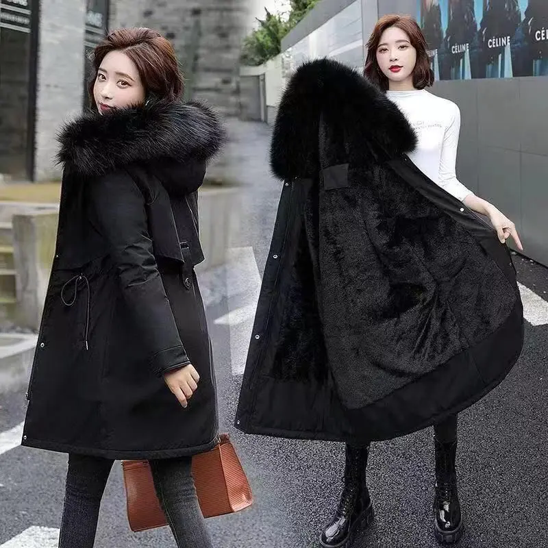 Parka Cotton-Padded Clothes  2023 down Cotton Jacket Women's Mid-Length Korean Style Loose plus Size Cotton Jacket Coat Fashion