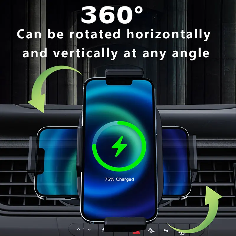 15W Wireless Car Charger for Samsung Galaxy Z Fold 4 3 2 S23 iPhone 14 13 12 11 Auto Clamp Fast Car Charging Mount Holder Stand 2