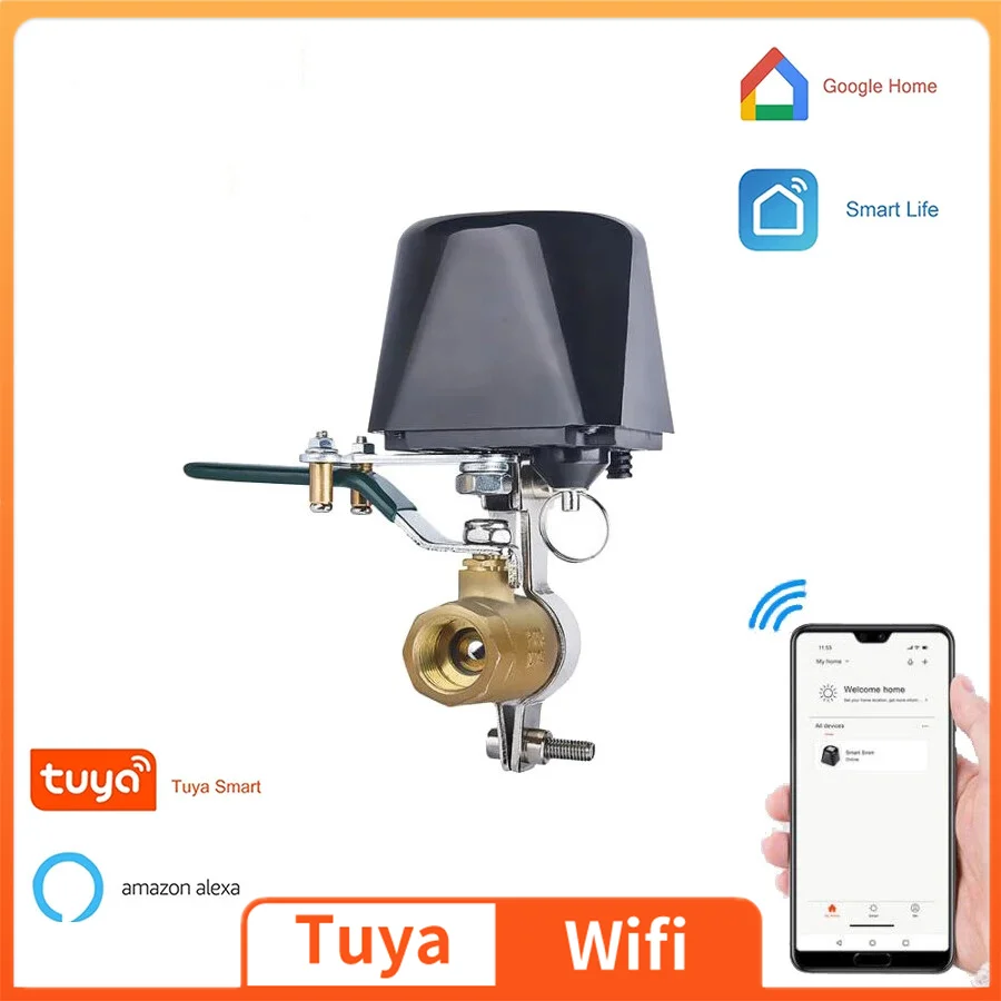 

Gas Water Valve Tuya Smart Home Wireless Control Watering System WiFi Shut Off Controller Work with Alexa/Google Home