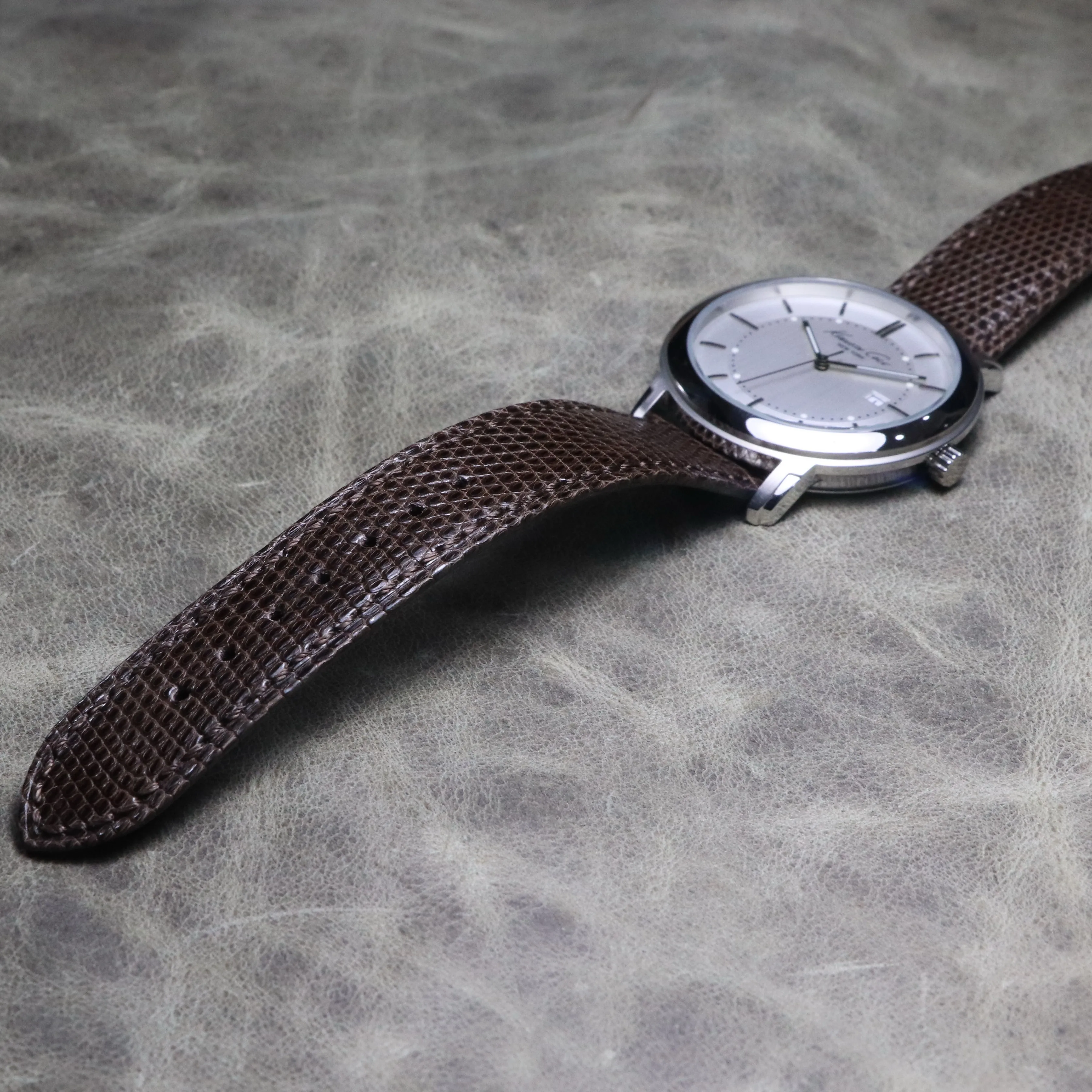 Unique 18 19 20 21 22mm Soft High quality black lizard skin leather strap genuine leather watch chain thin watchband accessories