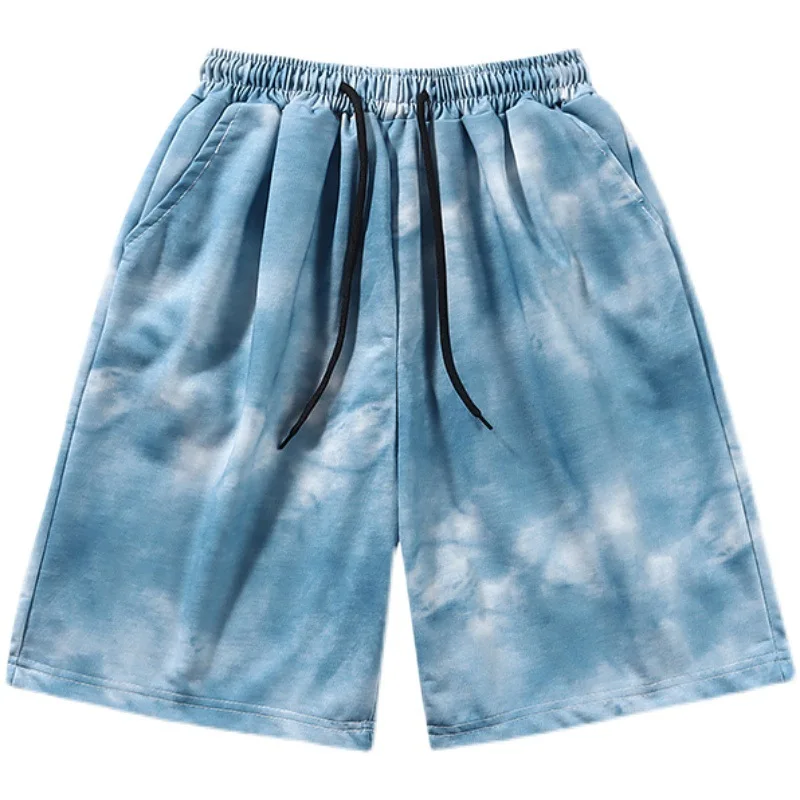 

Tie-Dyed Sports Shorts Men's Street Hip-Hop Korean Style Trendy Straight Shorts Loose Bermuda Shorts